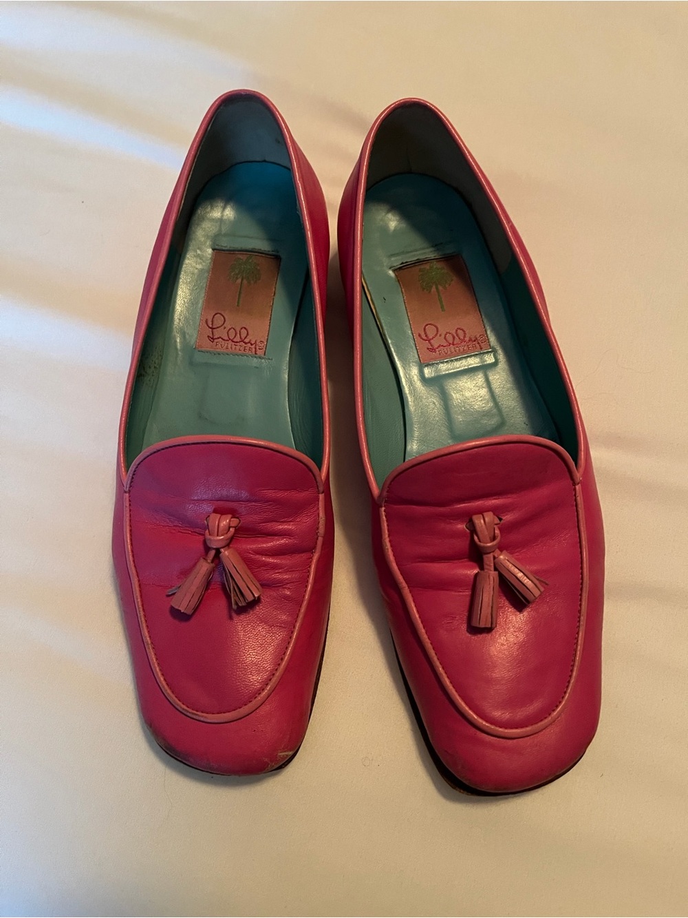 Lilly Pulitzer Pink Tassel Leather Loafers